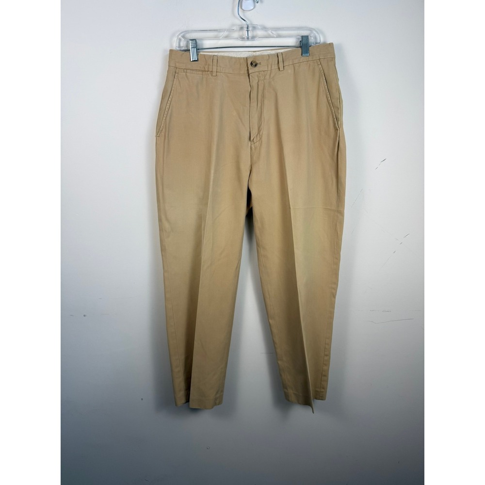 VTG Polo Ralph Lauren Khaki Chino Pants Cotton Silk Blend Tan Trousers 33x30